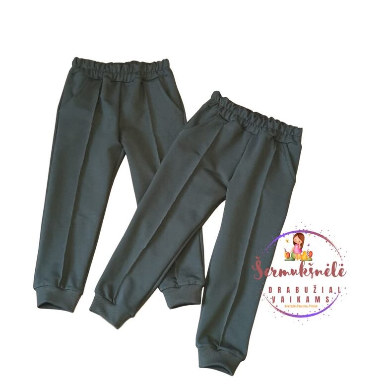 Chaki spalvos kelnės su kantu ,su mankietais (86-170)