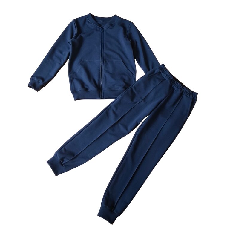 Tamsiai mėlynos spalvos komplektas su užtrauktuku (122-170)