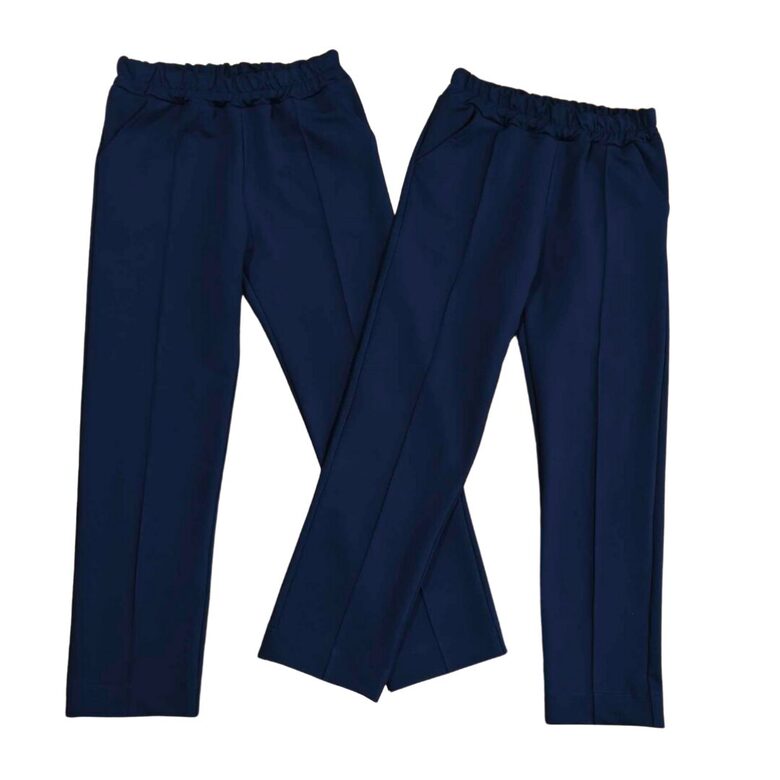 Tamsiai mėlynos trikotažinės klasikinės kelnės su kantu,(122-170)