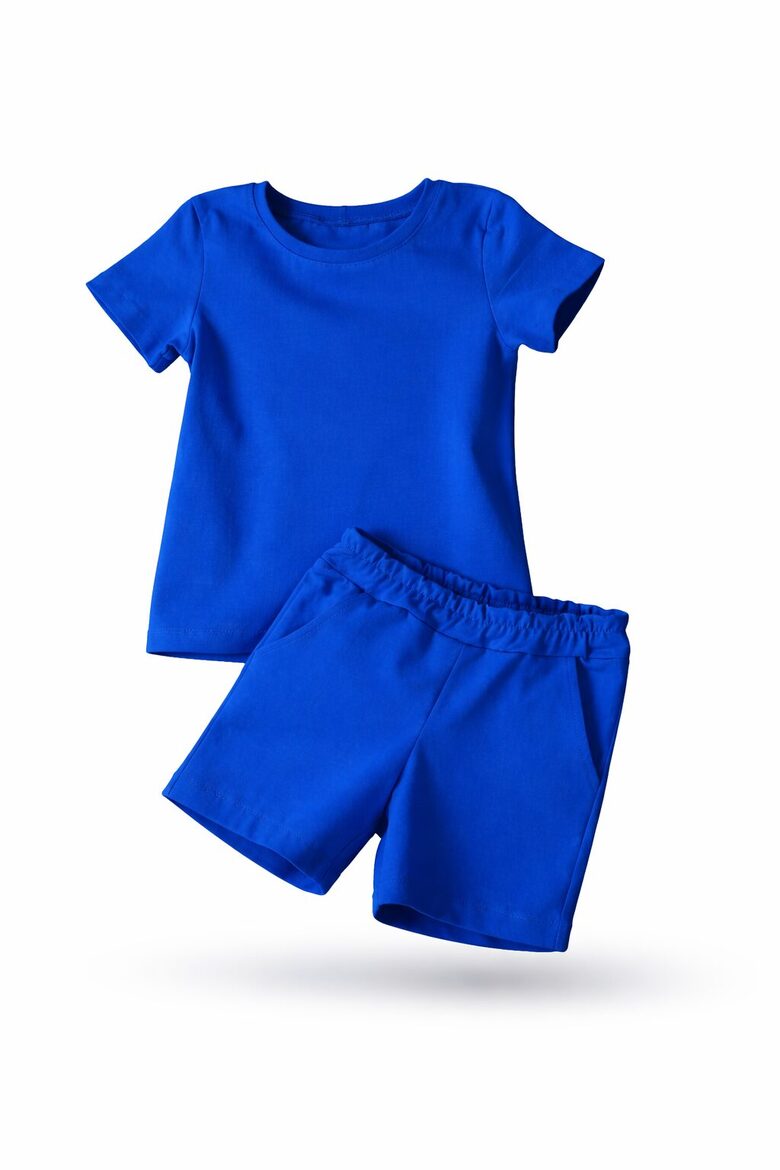 Ryškiai mėlynas vasarinis kostiumėlis (80-140)