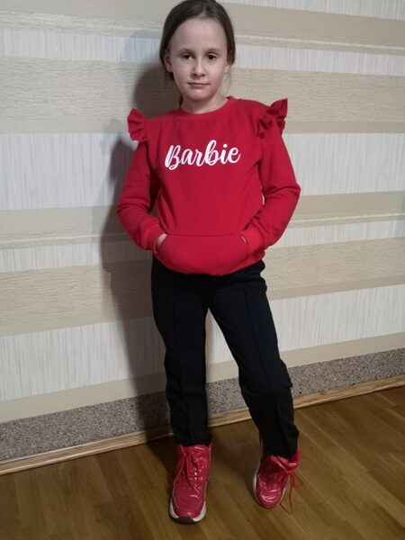 Raudonas šiltas džemperis "Barbie" (86-158)